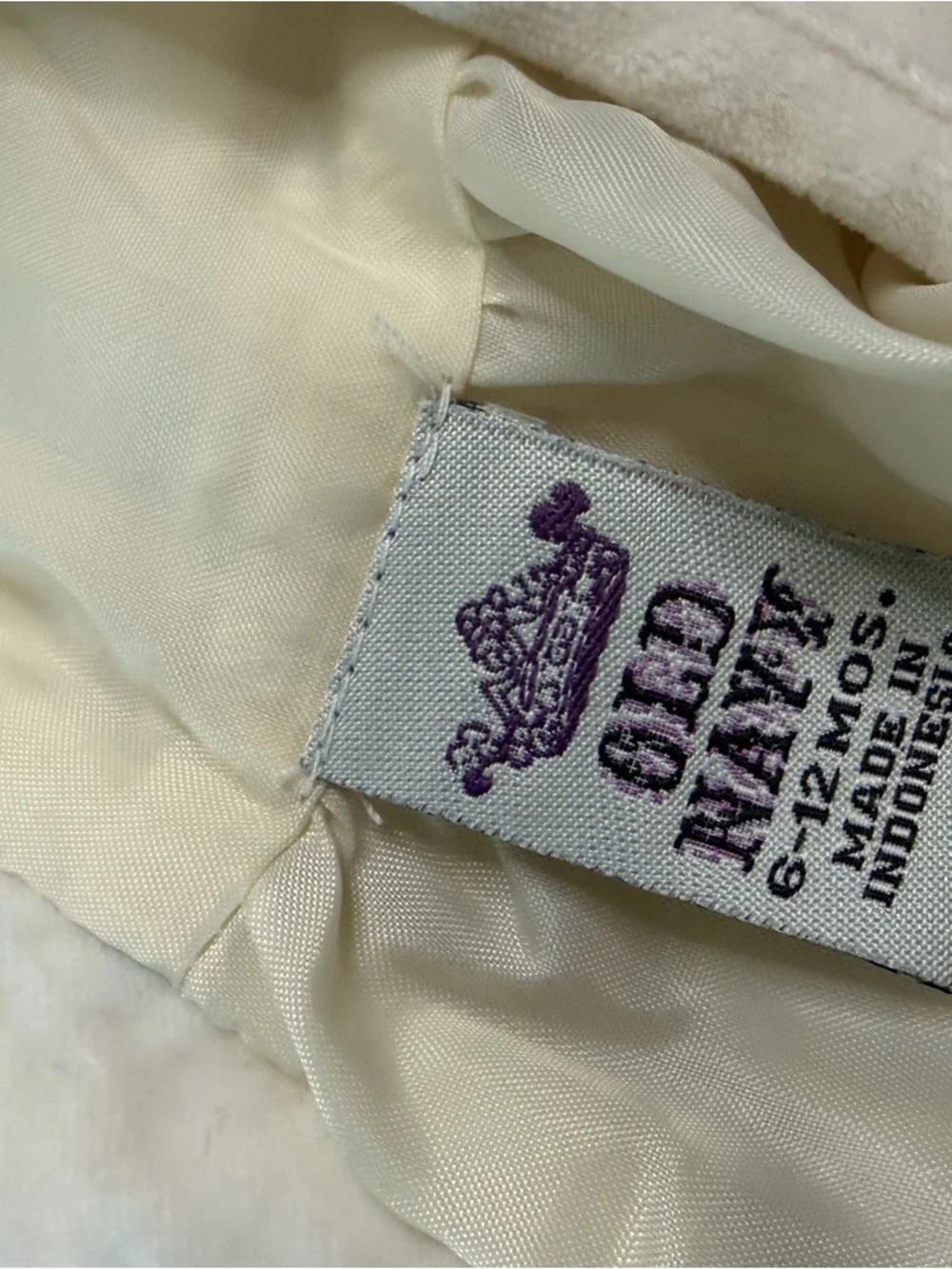 Vintage 90s Old Navy Baby Girl‎ Dress 6-12M Ivory Embroidered Hem Sleeveless